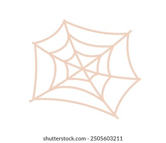 Vector illustration of a delicate spider web, isolated on a white background. Ideal for Halloween designs, decorations, or spooky-themed projects.