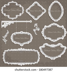 Vector illustration of a delicate vintage frames and borders with floral doodle design