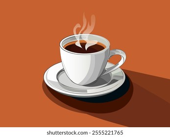 Vector illustration of delicious aromatic Americano coffee poured into a mug.