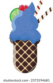 Vector illustration delicious colorful ice cream waffle cone. Many flavors of ice cream scoops waffle cone. on white background. Idea for poster, product, t-shirt. Vector icon ice cream cone.