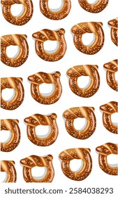 vector illustration of delicious Cookies pretsel with sesame seeds pattern