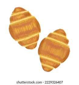 Ilustración vectorial de deliciosos croissant a mano.
