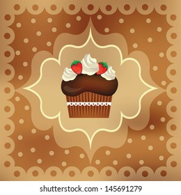 Vector illustration of Delicious cupcake with beautiful decoration, isolated on fancy background