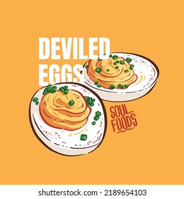 vector illustration of delicious deviled eggs