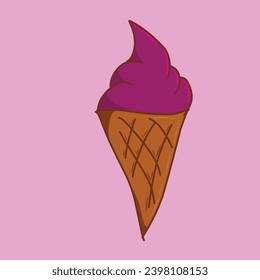 vector illustration of delicious dragon fruit flavored ice cream, fresh to accompany a hot day