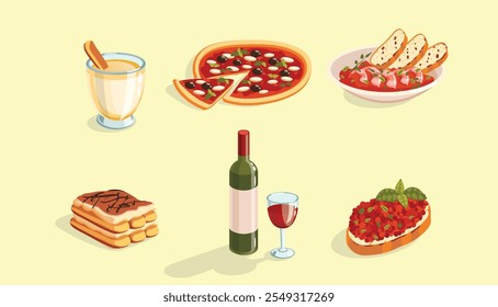 vector illustration of delicious food collection with a simple and detailed design concept