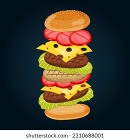 Vector Illustration of delicious hamburger