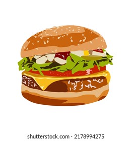 Vektorgrafik von köstlichen Hamburger speziell für Sie, flacher Cartoon-Design-Stil.