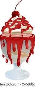 Vector illustration of a delicious ice cream sundae