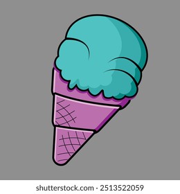 Ilustración vectorial de delicioso cono de helado. Ilustración de dibujos animados de helado. Vector gratis.
