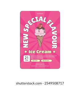 Ilustración vectorial de Delicioso Diseño de Flyer de Helado