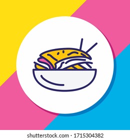 Vektorillustration Illustration von leckeren Ikone-farbenen Linien. Ein schönes internationales Lebensmittelelement kann auch als koreanisches Kimchi-Icon verwendet werden.