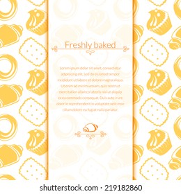 Vector illustration delicious pastries in outline doodle style, background with place for text