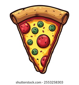 Vector illustration of delicious pizza slice