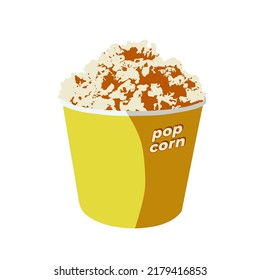 vector illustration, delicious popcorn in a cup, flat cartoon design style.