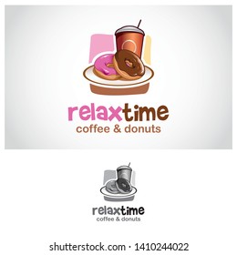 Vector illustration of delicious sweet donuts shop logo icon - Vector