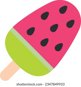 Vector illustration of delicious watermelon popsicle. Cold summer dessert.