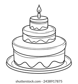 Vector illustration of a delightful birthday cake outline icon, perfect for party themes.