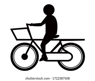 Vector illustration of delivering by bicycle . 