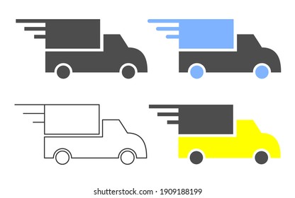 vector illustration of delivery box cargo logo icon set with colour style grey, blue and yellow element
