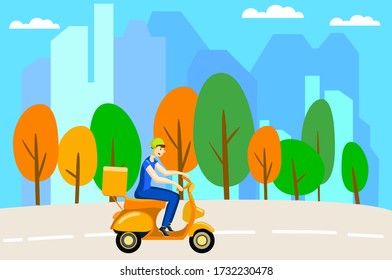 vector illustration delivery in the city