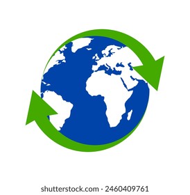 Vector illustration of delivery concept design, arrows around the world on white background.