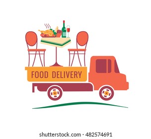 Vector illustration of delivery food. Flat modern style. Graphic design for logo, flyer, poster, web  and other users.