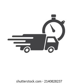 vector illustration of a delivery icon with a pickup truck suitable for a fast delivery sign.