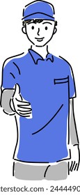 Vector illustration of a delivery man in blue uniform