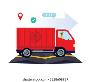 Vector illustration of a delivery man with a car