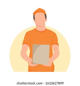 Vector illustration of a delivery man. Cartoon style delivery man. Delivery service. Flat isolated cartoon characters with white background. Vector illustration.
