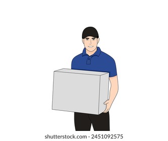 Vektorillustration eines Liefermanns, der Dinge hebt
