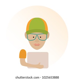 Vector illustration of delivery man profession icon. Cartoon style isolated on white background.