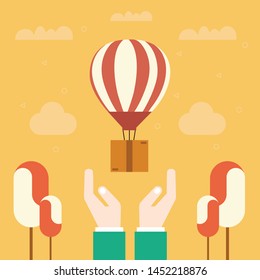 vector illustration of Delivery parcel to door