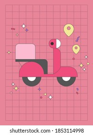 Vector illustration of delivery scooter.