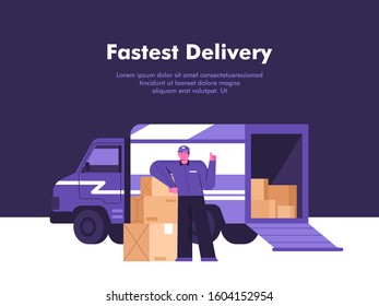 Vector illustration delivery service concept flat illustration style