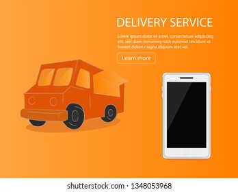 Vector Illustration of Delivery Service Integrated to Commercial Mobile App. 