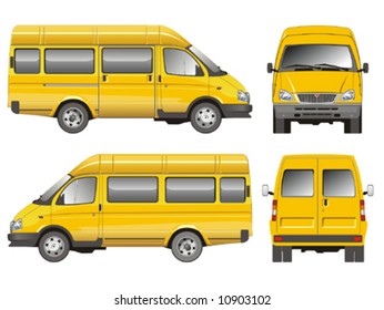 Vector Illustration Delivery Small Bus Taxi. Isolated On White Background. More Transportation Illustrations See In My Portfolio.