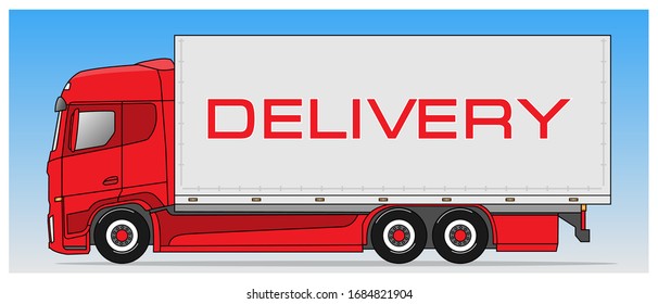 Vector illustration of a delivery truck in cartoon style. Lorry in profile. Eps 10.