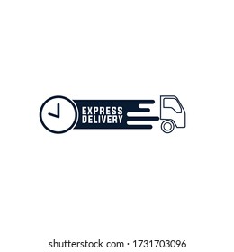 Vector illustration of delivery truck with clock icon isolated on white background perfect for logistics company or courier service logo 