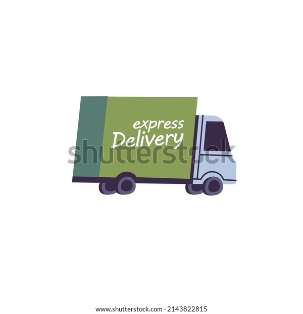 Vector illustration delivery truck isolated on\
white background. Delivery\
service