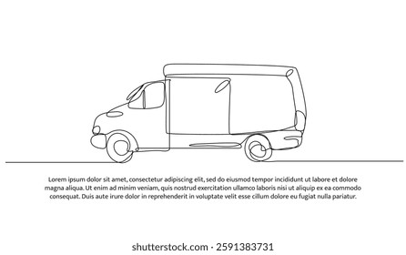 Vector illustration of a delivery van car. Modern flat in continuous line style.