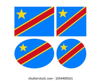 vector illustration of Democratic Republic of the Congo flags