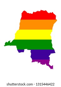 vector illustration of Democratic Republic of Congo map with LGBT flag