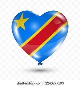 Vector illustration of a Democratic Republic of the Congo country love balloon on transparent background (PNG). Flying love balloons for Independence Day celebration.