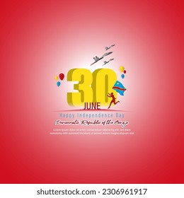Vector illustration of Democratic Republic of the Congo Independence Day social media story feed