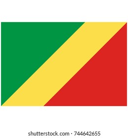 Vector illustration Democratic Republic of Congo flag icon isolated on white background. Rectangle national flag of Congo. Flag button