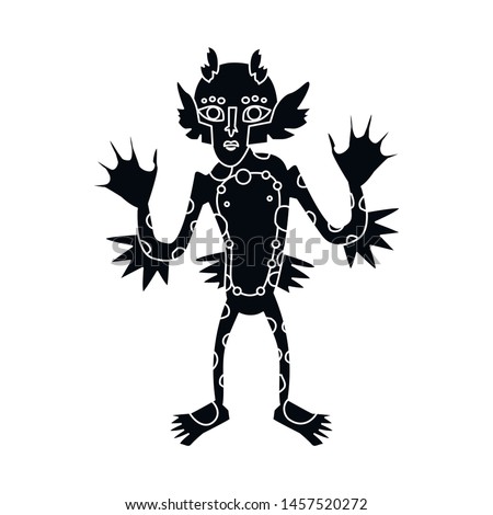Vector illustration of demon and aquatic symbol. Set of demon and merman vector icon for stock.