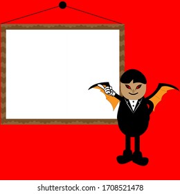 vector illustration of a demon child explaining.