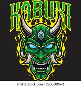Vector illustration of demon mask mascot in japanese theme with esport style drawing